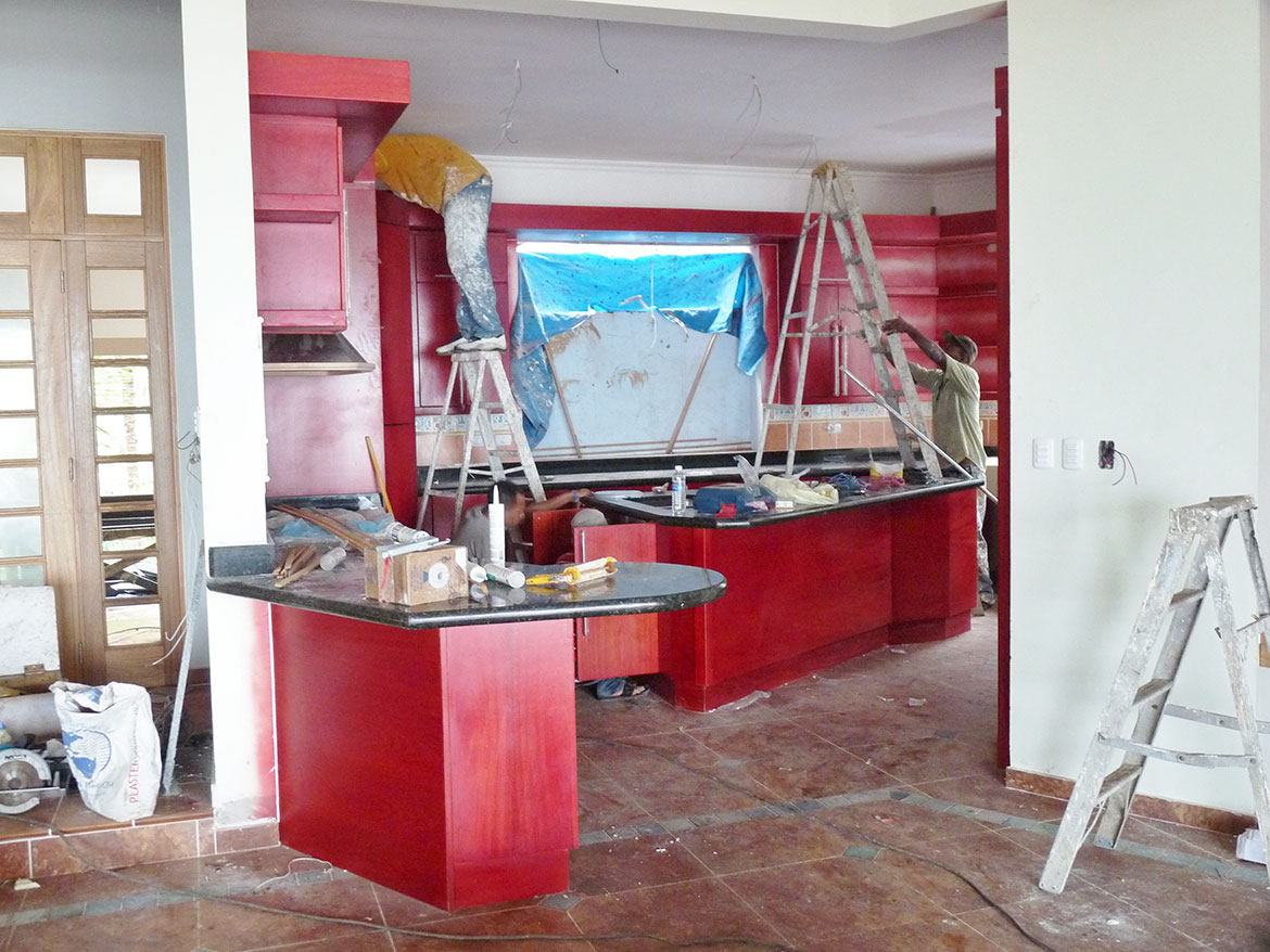 Image of red kitchen renovation