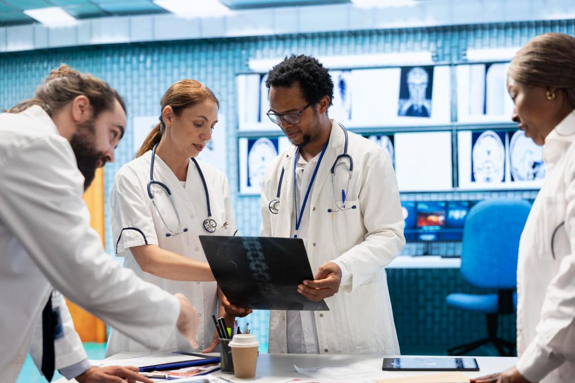 Group of doctors discussing an x-ray